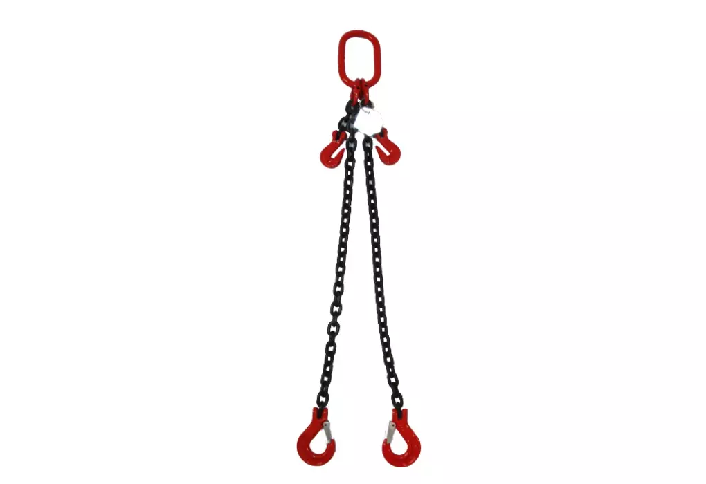 2-Strang Anschlagkette 5m GK8 10mm schwarz mit Sicherheitshaken verkürzbar