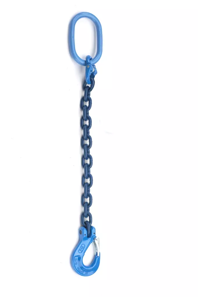 1-Strang Anschlagkette 5m GK10 10mm blau mit Sicherheitshaken