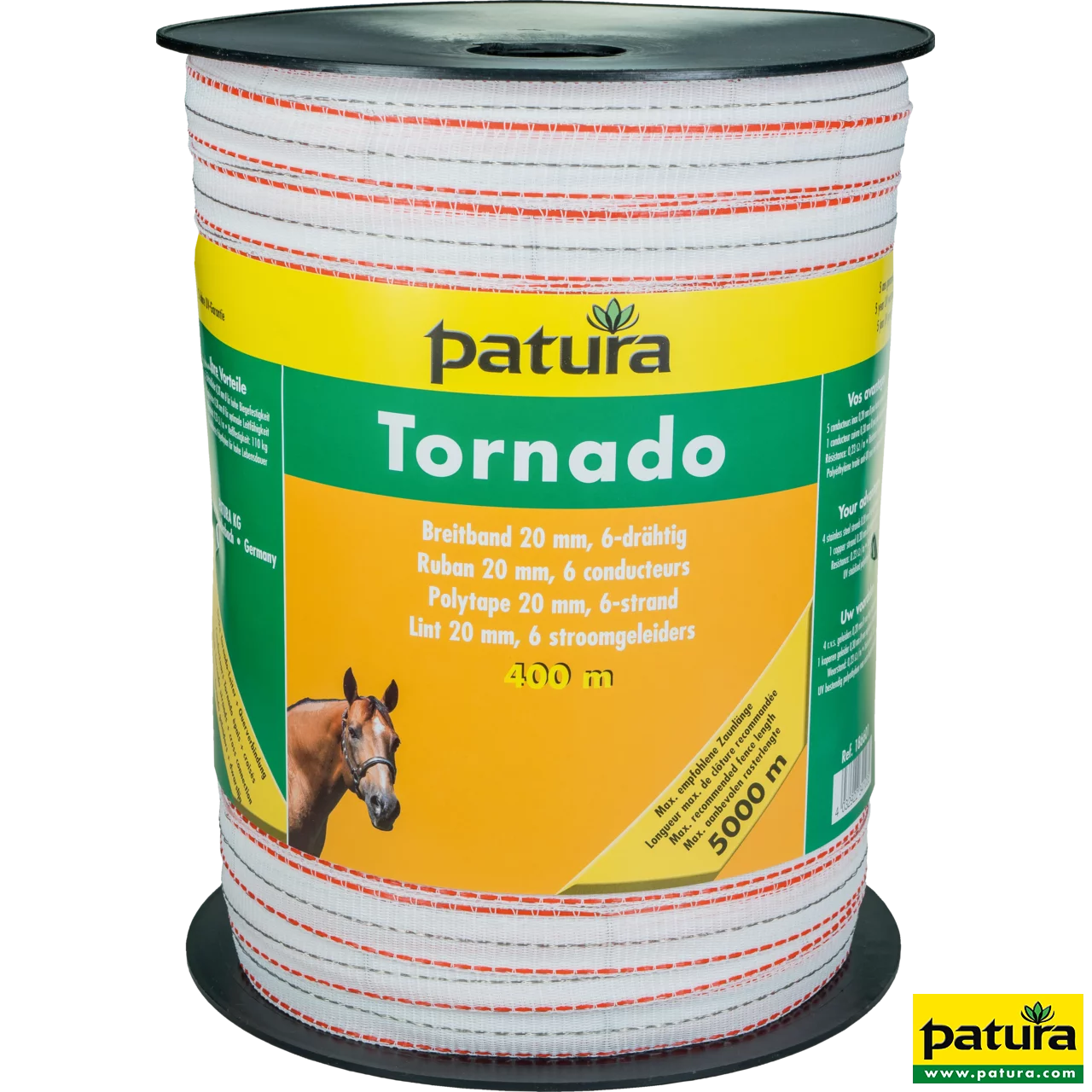 Tornado Breitband 20 mm, 400 m Rolle 5 Niro 0,20mm, 1 Cu 0,30mm, weiss-orange