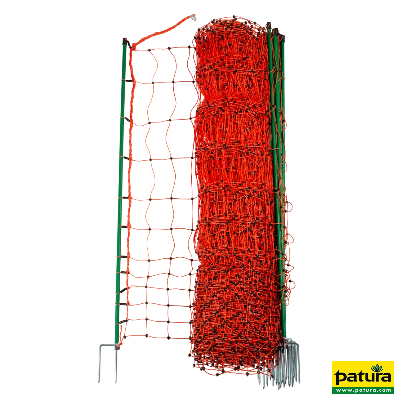 Geflügelnetz, orange, 112 cm hoch, mit Doppelspitze, 50 m