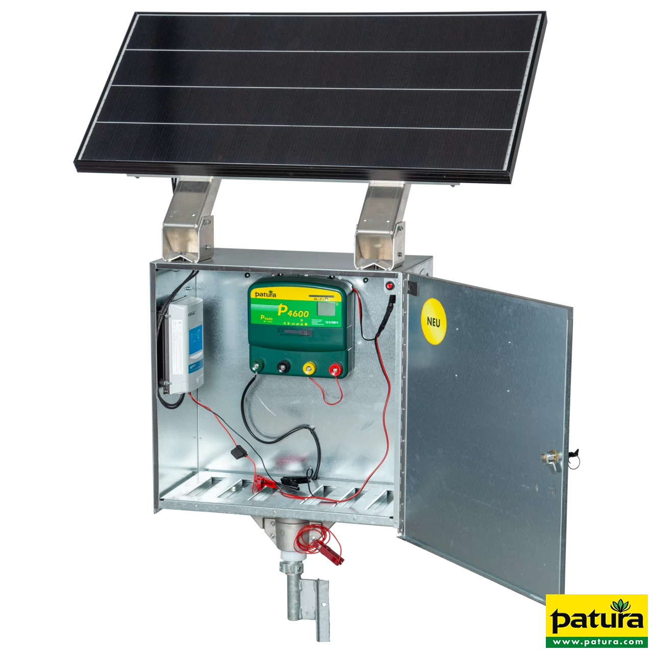 P4600, mit Sicherheitsbox XL, 110 W Solarmodul, 100 Ah Super-Vlies-Akku, Erdstab und Stabilisierungsfuß