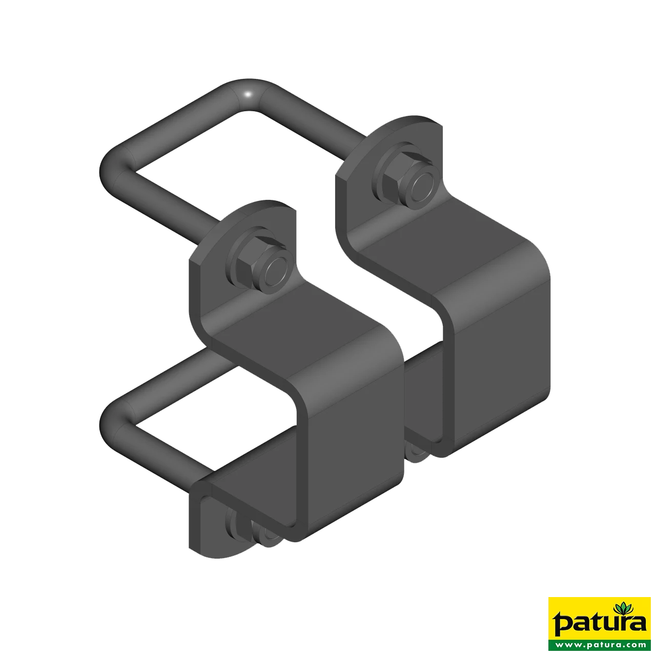 Montageset Rohr 60 x 60 mm an Pfosten 60 x 60 mm 2x Bügelschraube, 2x Vollschelle