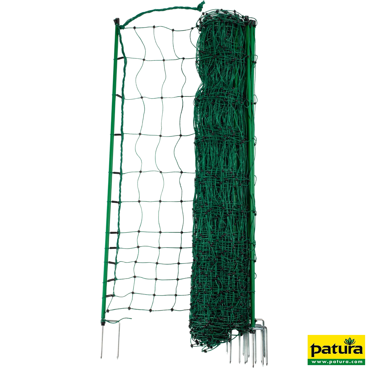 Geflügelnetz, nicht stromführend, grün 112 cm hoch, mit Doppelspitze, 25 m