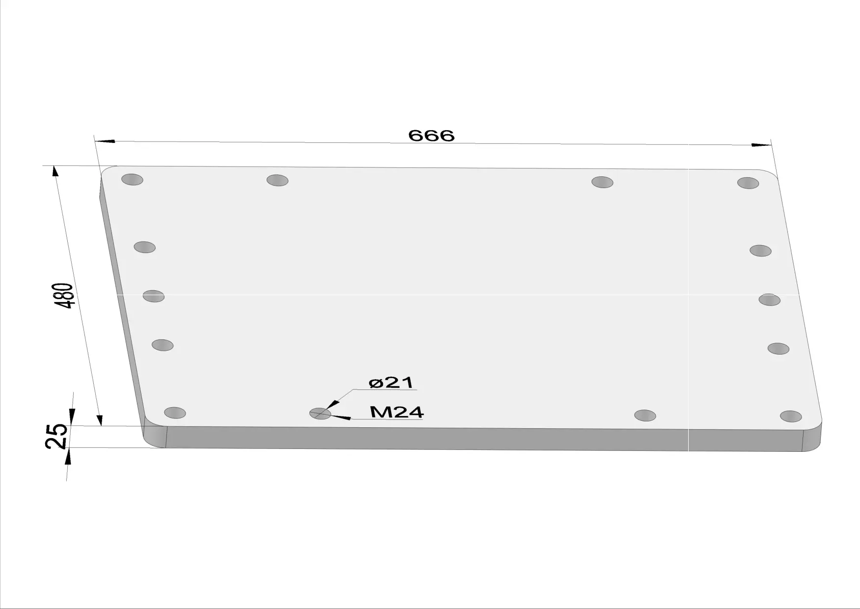 Häner Aufnahmeplatte Drehantrieb 2 Motoren t=25 - Gewinde