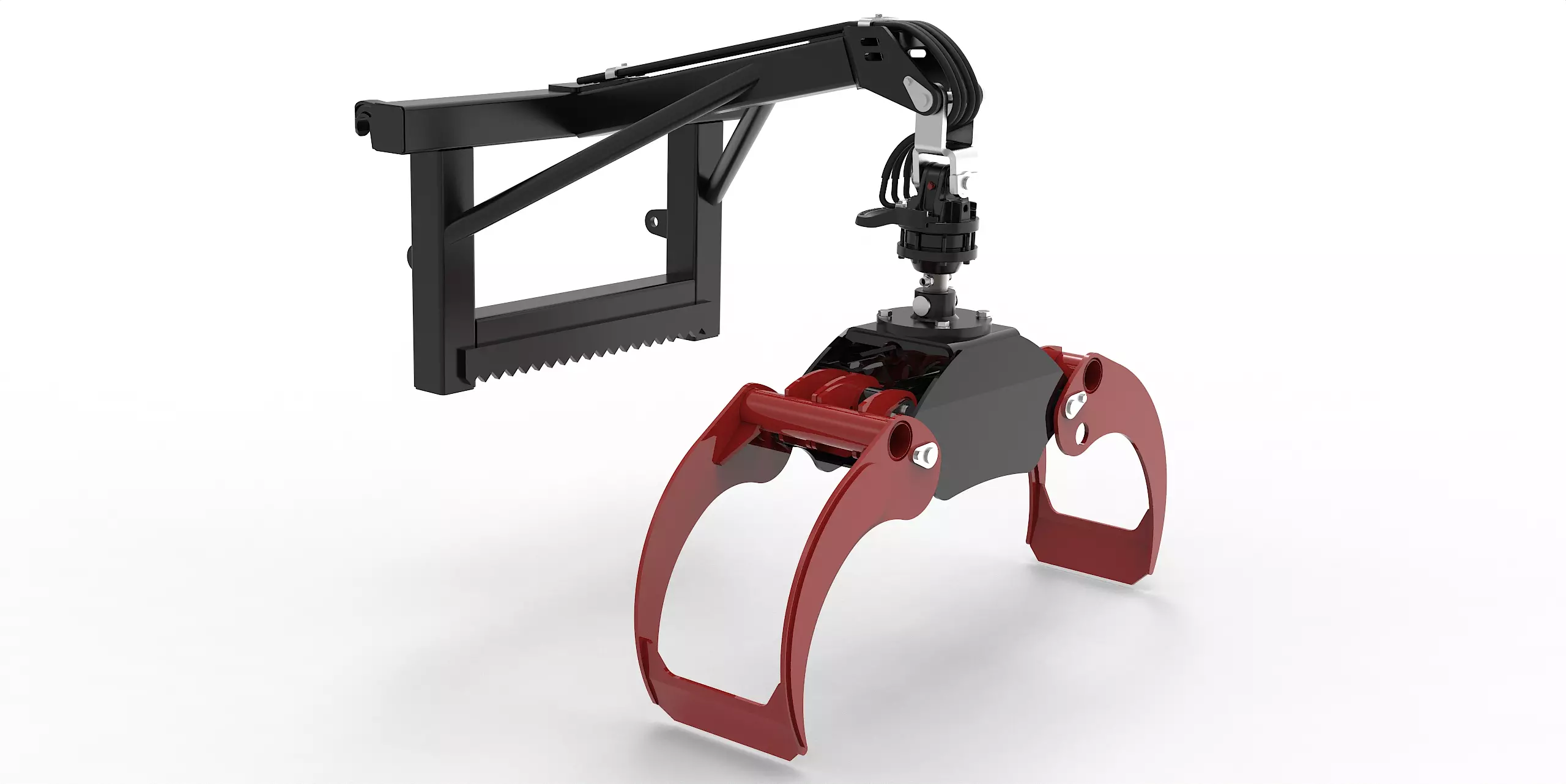 Euro-Anbaurahmen mit Forstgreifer OG19, Pendelgelenk und Rotator - [ 3t Bolzenrotator  ] 