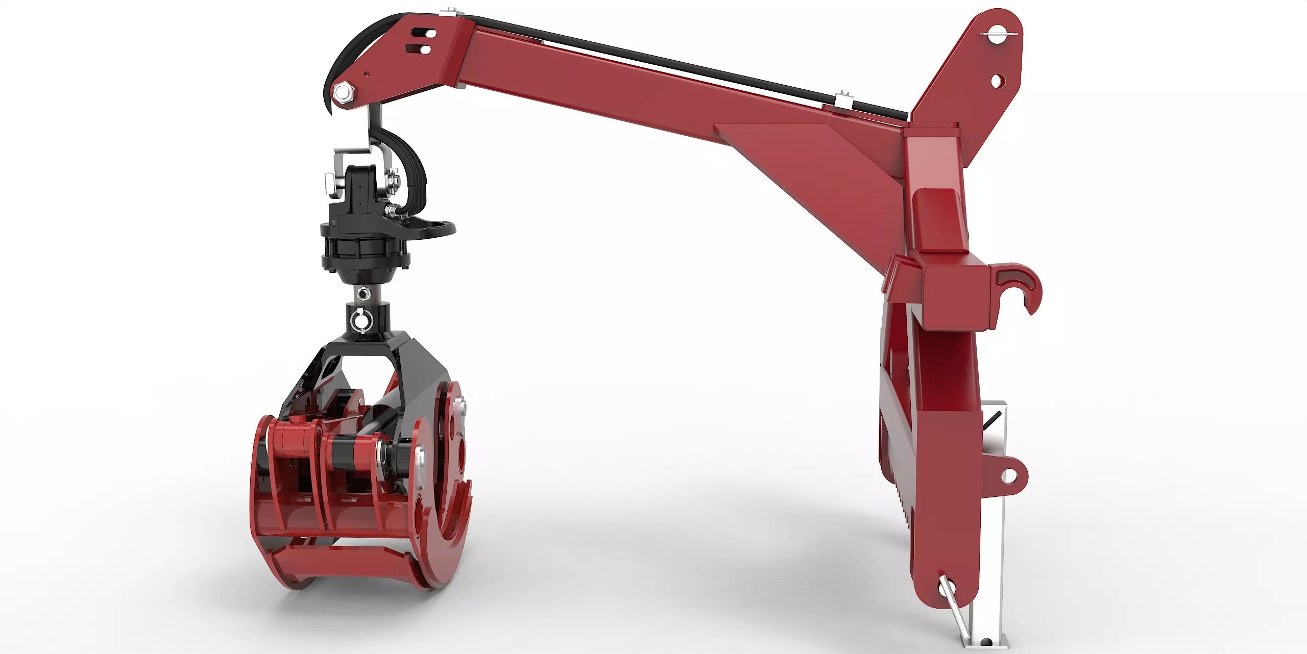 Kombianbaurahmen Euro- und Dreipunkt mit Forstgreifer OG16, Pendelgelenk und Rotator