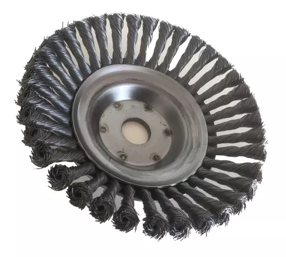 Unkrautbürste, Kegelbürste, Zopfbürste, Wildkrautbürste für Freischneider / Motorsense - [ Ø 180mm; 36 Zöpfe Ø 20mm ]