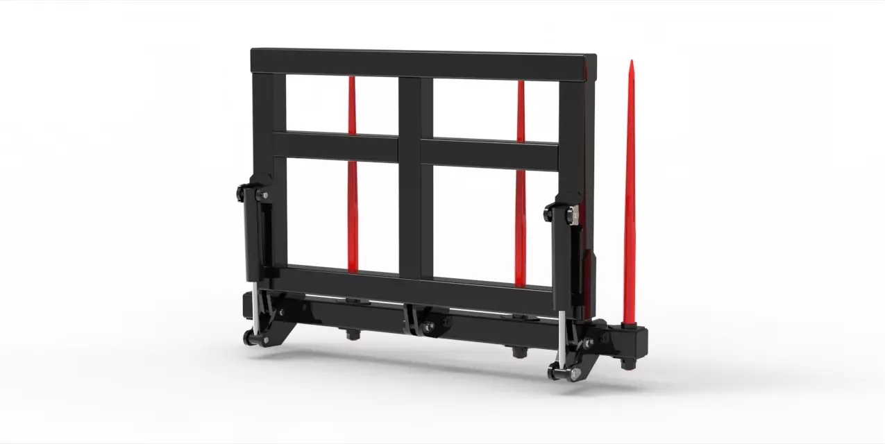 Ballengabel - Ballentransportgabel, hydraulisch klappbar mit 4 Schwerlastzinken - [ Dreipunktaufnahme  ] 