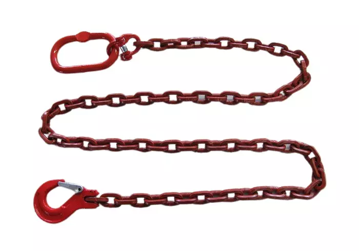 Forstkette vierkant, 8mm mit Aufhängeglied und Schlupfhaken mit Falle, Rückekette - [ 8mm 5m ] 