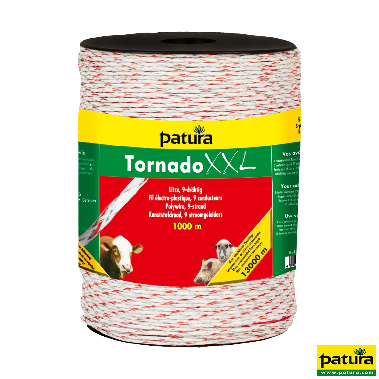 Tornado XXL Litze, 1000 m Rolle geflochtene Litze, weiss-rot 6 Niroleiter 0,20mm, 3 Cu-Leiter 0,30mm