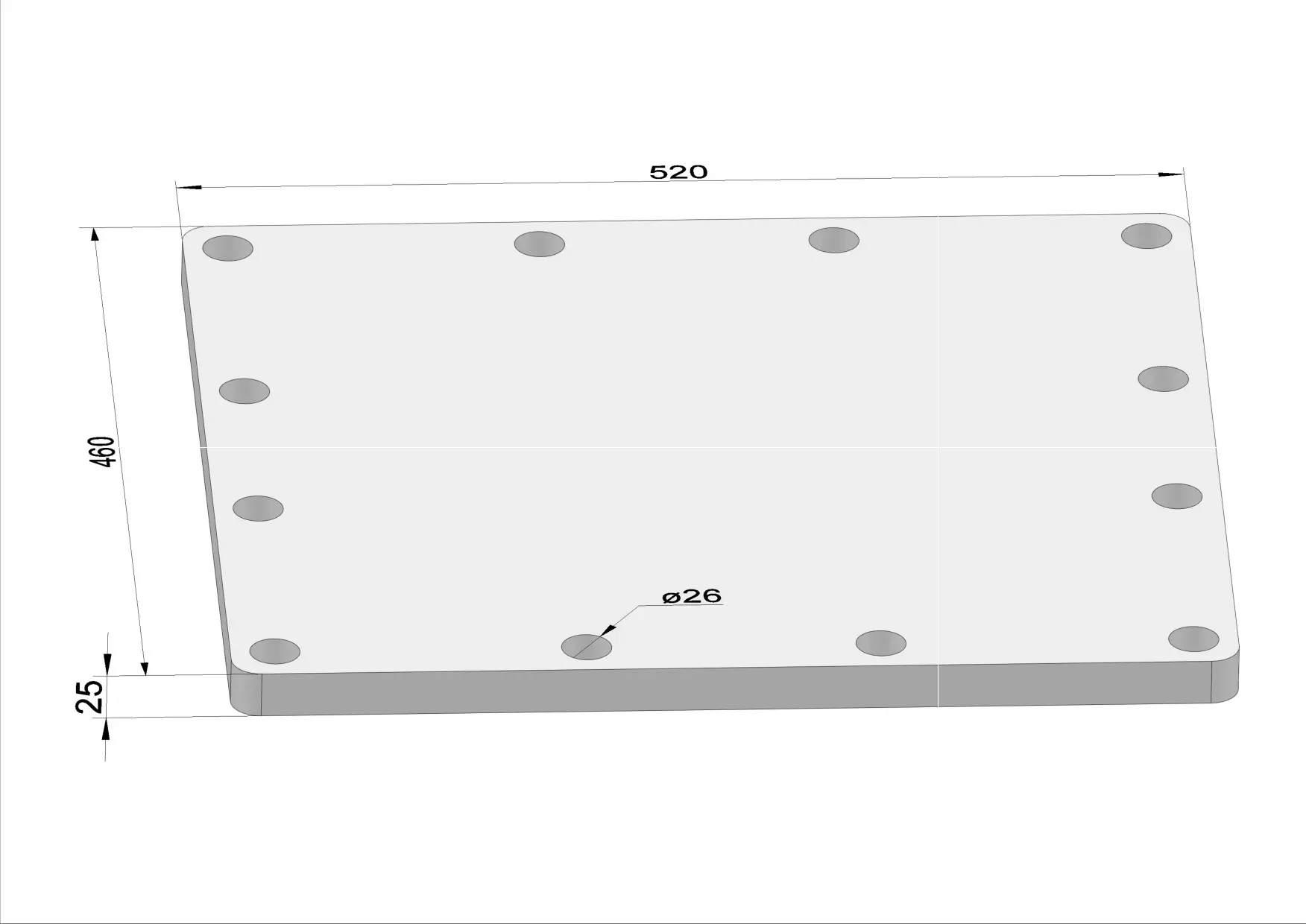 Häner Grundplatte 520x460 t=25 12xd26