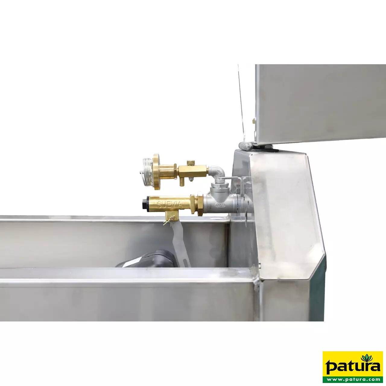 Schnellablauf-Trog 2,85 m (200 l) Modell 6728 für Wandmontage, Edelstahl mit Stopfenhalter
