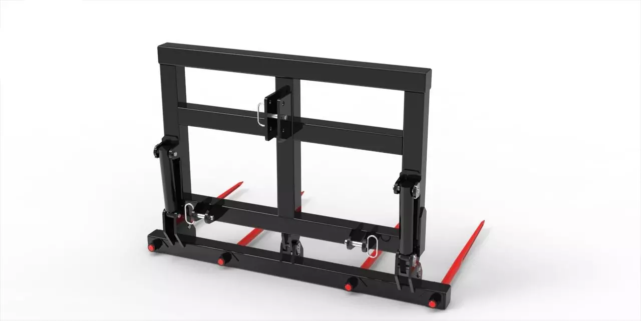 Ballengabel - Ballentransportgabel, hydraulisch klappbar mit 4 Schwerlastzinken - [ Dreipunktaufnahme  ] 