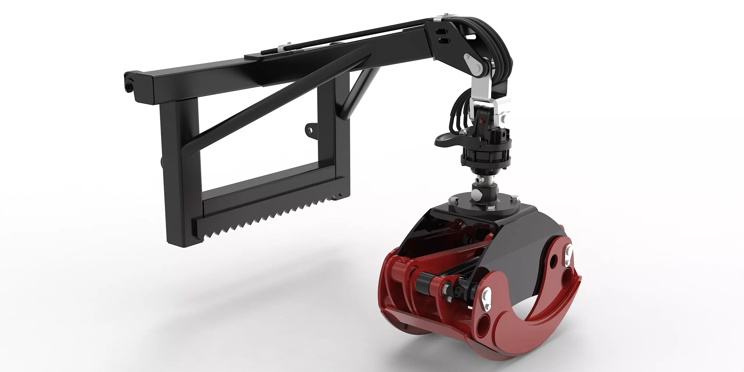 Euro-Anbaurahmen mit Forstgreifer OG19, Pendelgelenk und Rotator - [ 3t Bolzenrotator  ] 