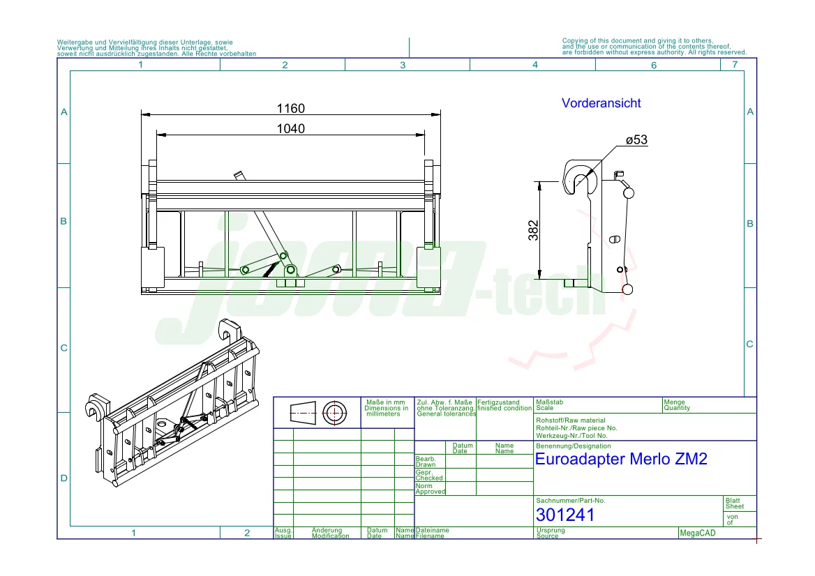 Adapter von Radlader auf Euroaufnahme - Mechanische Schnellwechsler Merlo ZM2