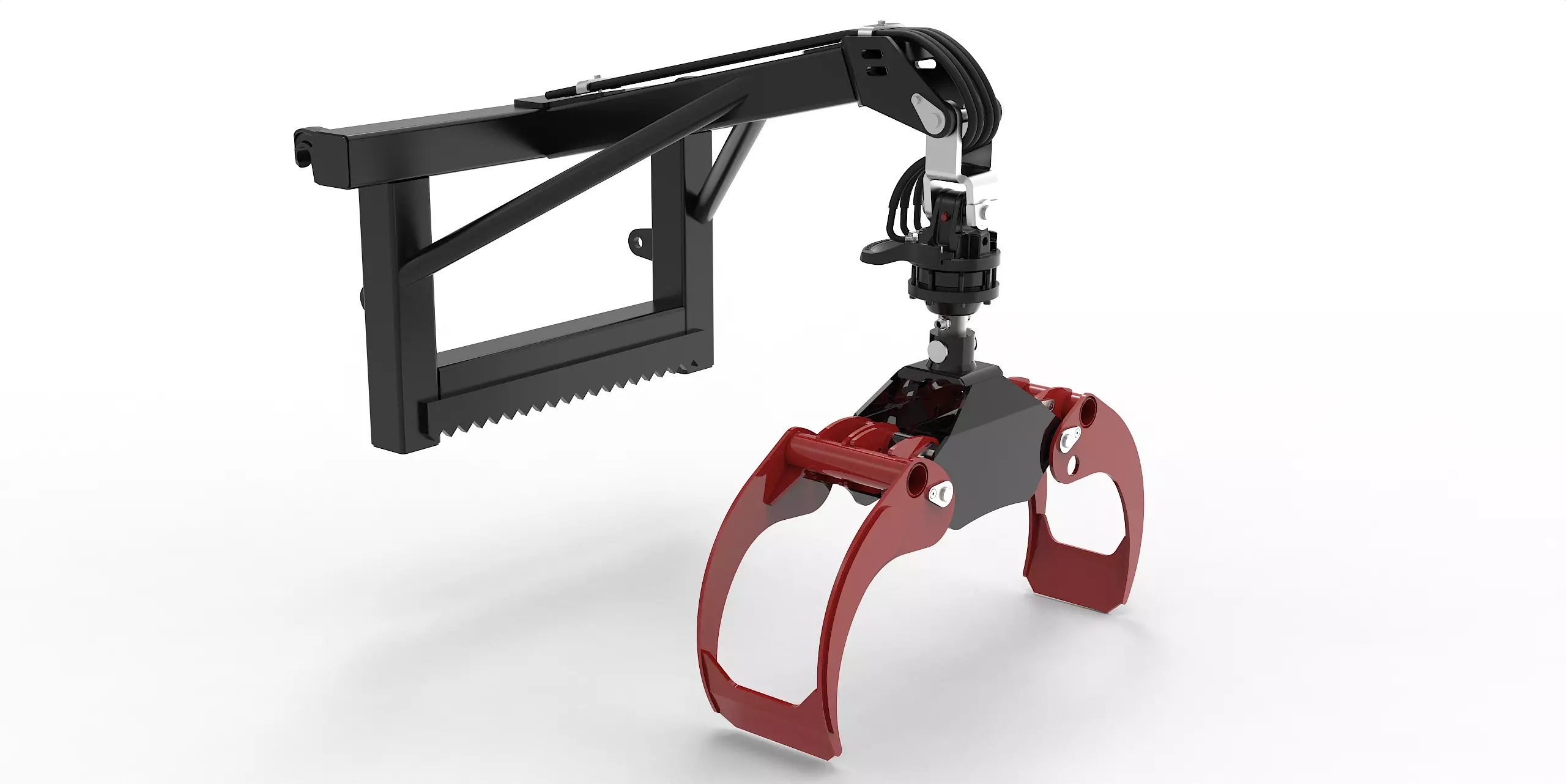 Euro-Anbaurahmen mit Forstgreifer OG12, Pendelgelenk und 3t Bolzen Rotator