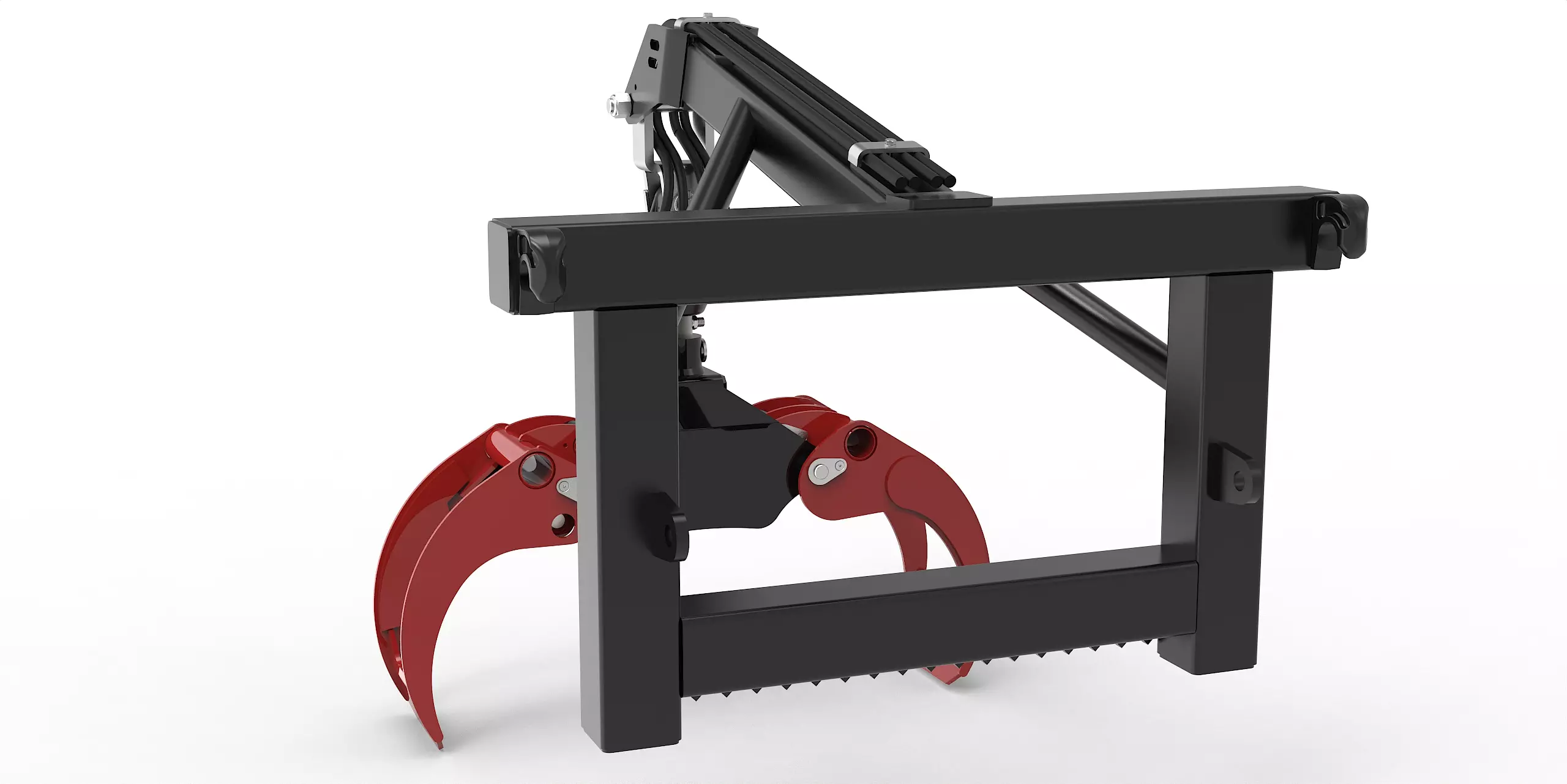 Euro-Anbaurahmen mit Forstgreifer OG12, Pendelgelenk und 3t Bolzen Rotator