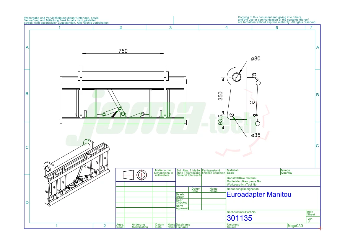 Joma-Tech Adapter von Radlader auf Euroaufnahme - Schnellwechsler Manitou