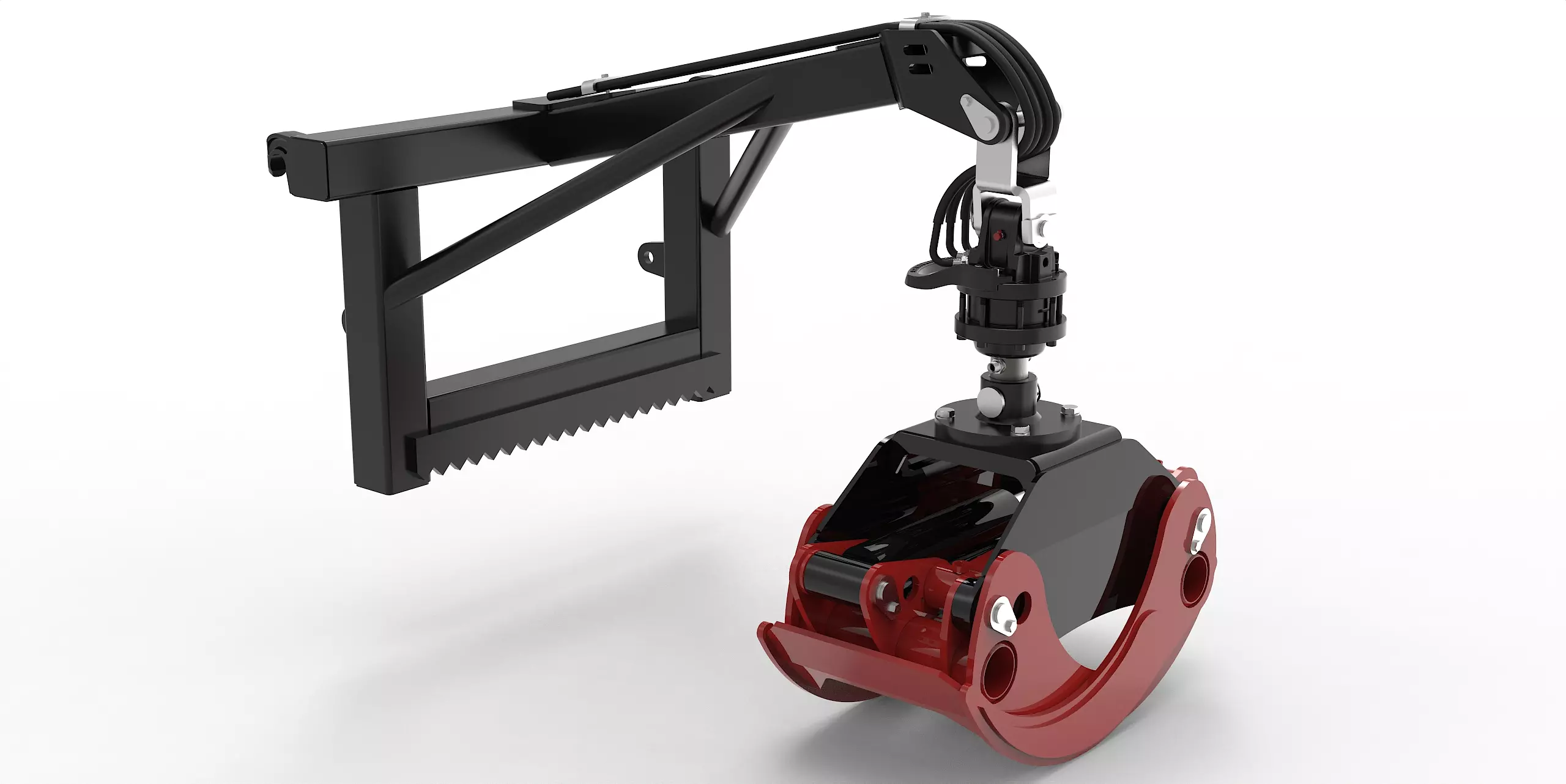 Euro-Anbaurahmen mit Forstgreifer OG24, Pendelgelenk und Rotator - [ FHR 4.500L 4,5t Bolzenrotator  ] 