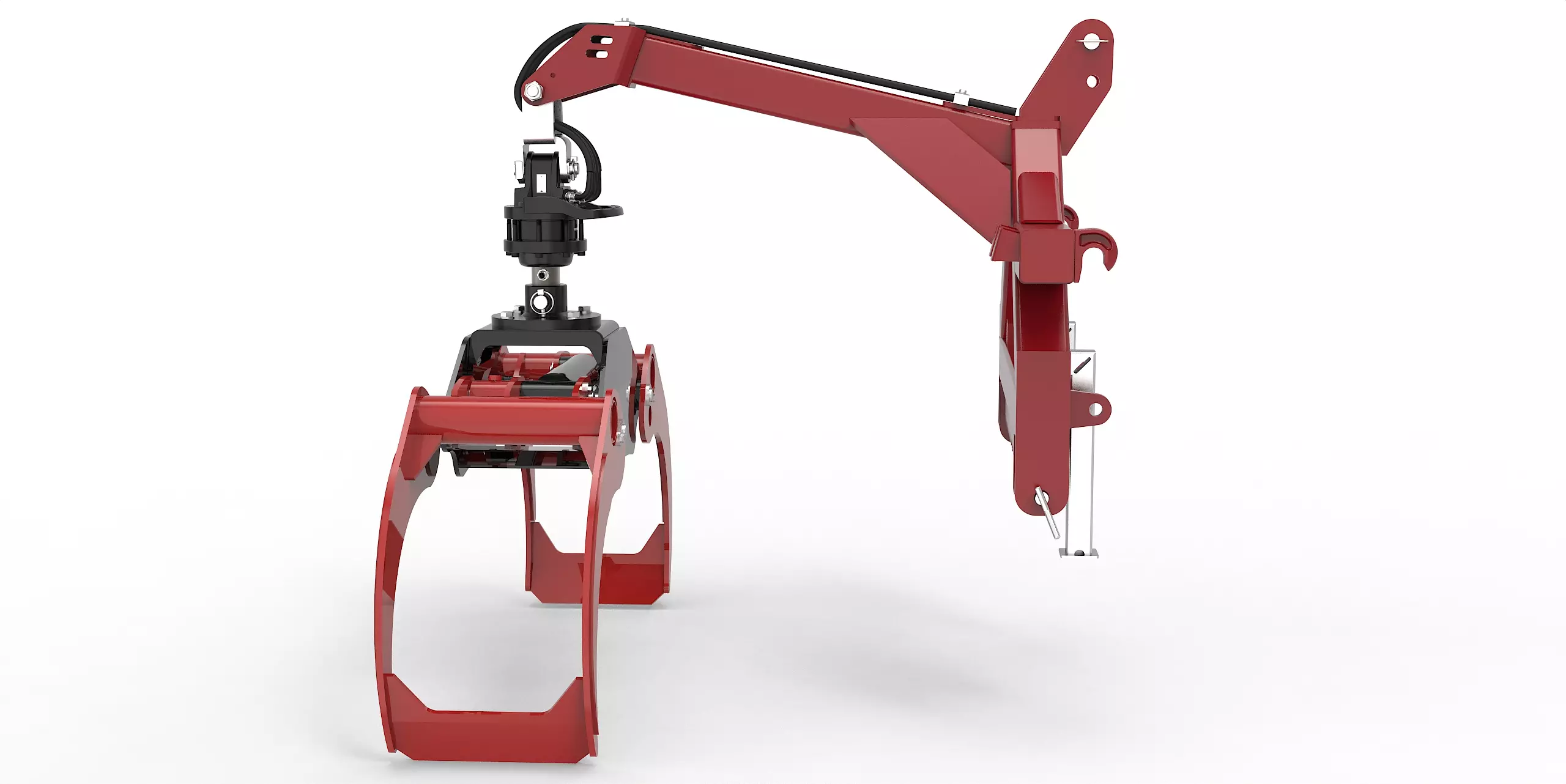 Kombianbaurahmen Euro- und Dreipunkt mit Forstgreifer OG24, Pendelgelenk und Rotator - [ FHR 4.500L 4,5t Bolzenrotator  ] 