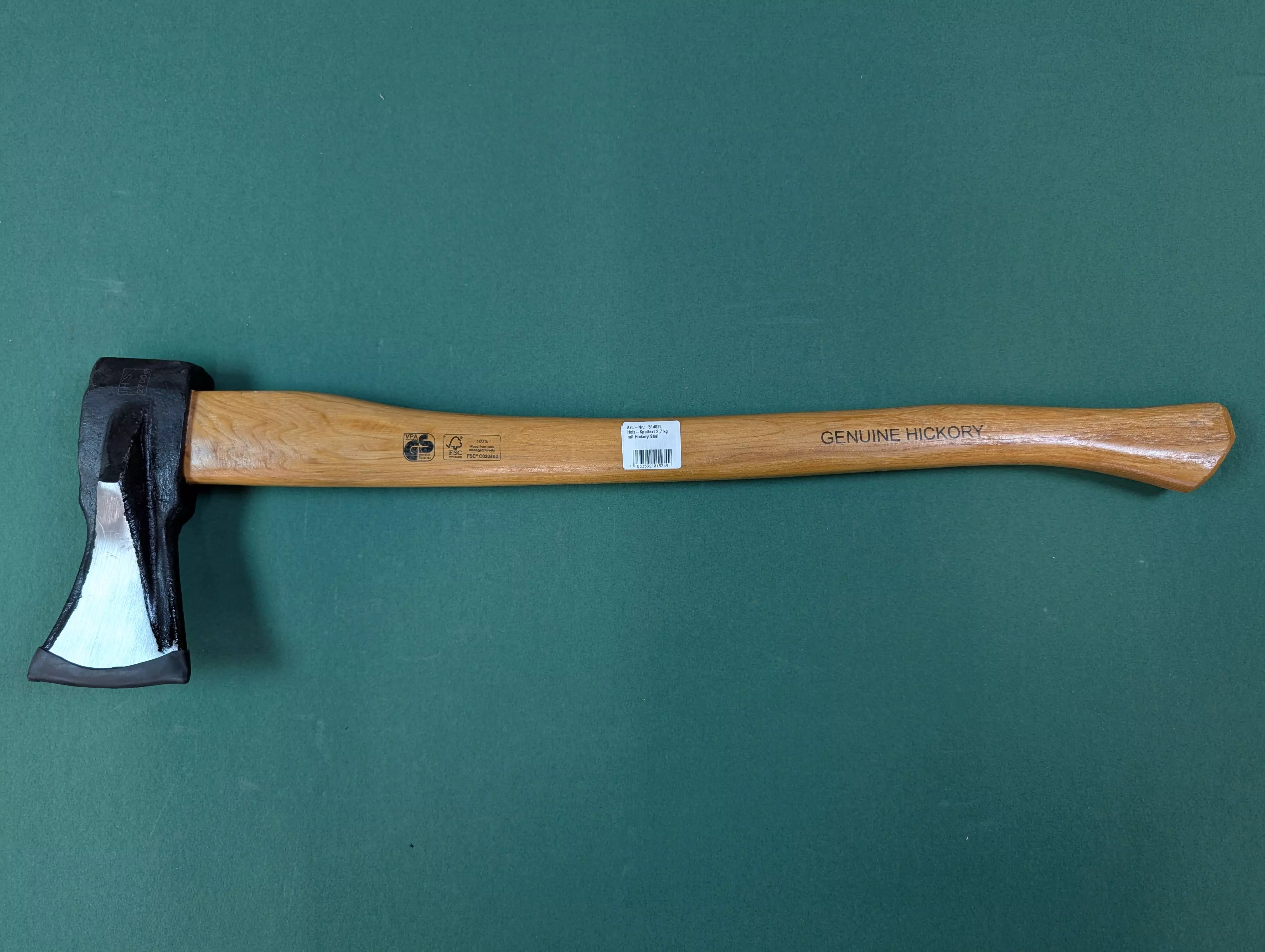 Holzspaltaxt mit Hickory Stiel 2,7KG