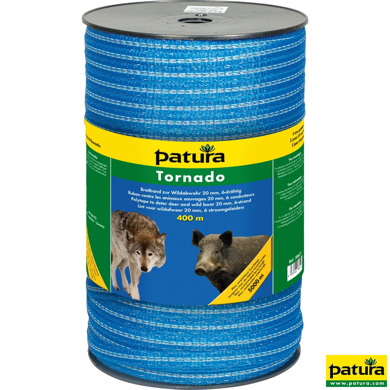 Tornado Breitband 20 mm, 400 m Rolle 5 Niro 0,20 mm, 1 CU 0,30 mm, blau