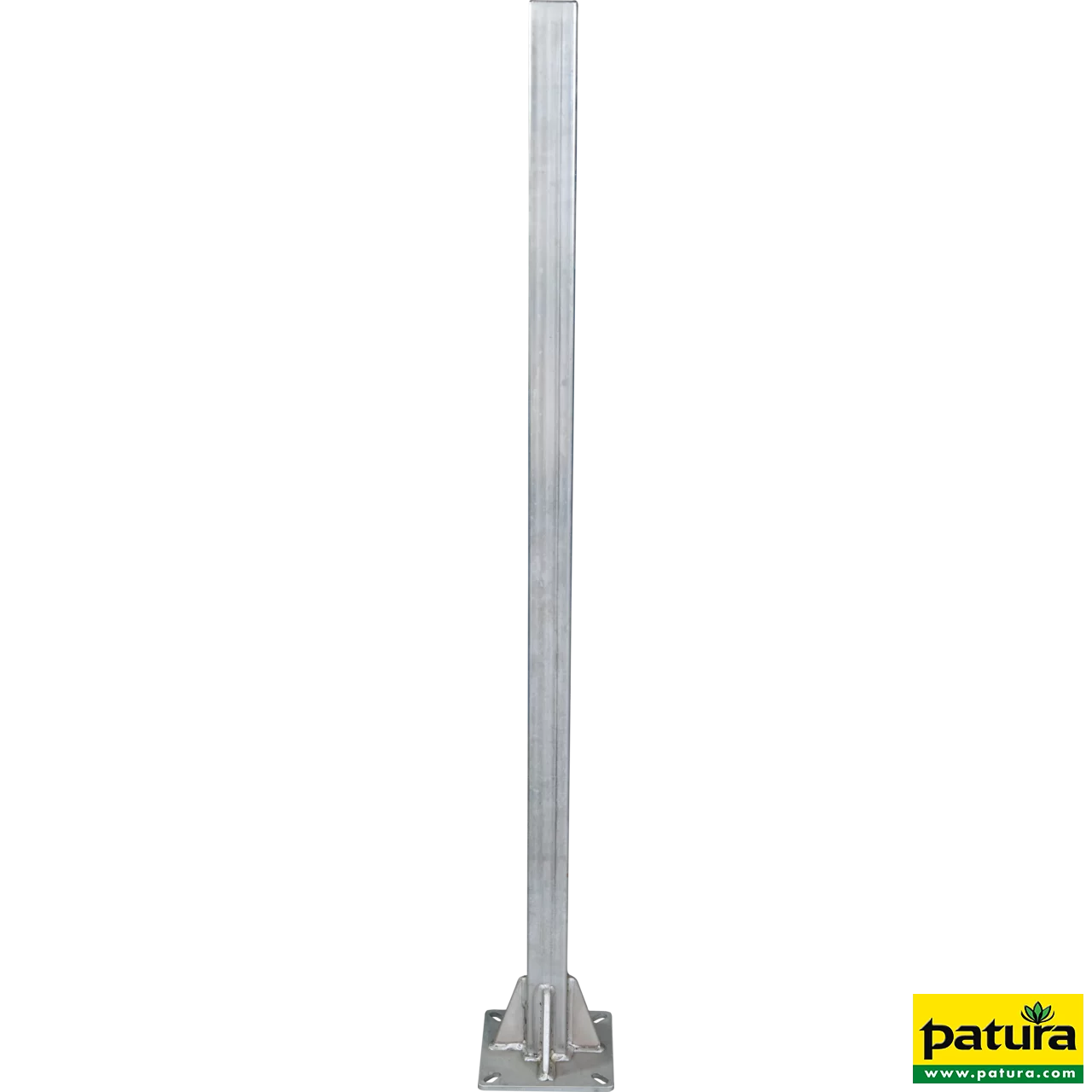 Pfosten Quadrat 60 mm, L= 1,50 m mit Bodenplatte, Edelstahl Wanddicke: 3 mm