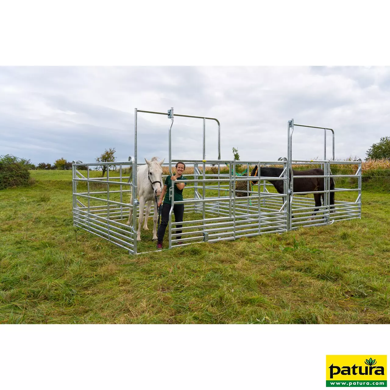 Sicherheits-Pferde-Panel mit Schiebetor 3,60 m, Höhe 2,50 m (1 Mittelstrebe)