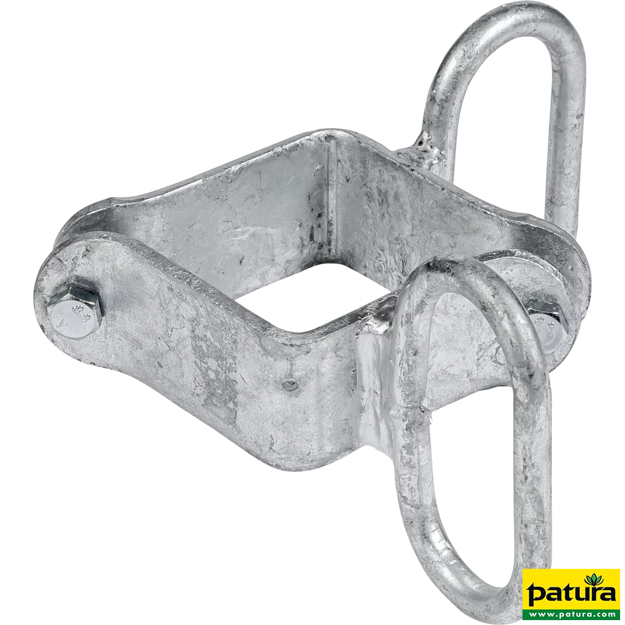 Schelle Quadrat 90 mm, 2 Riegelhalter, winklig, vz