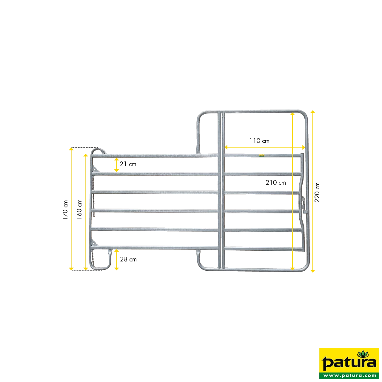 Panel Compact mit Tor 3,60 m Breite 3,60 m, Höhe 2,20 m, vz (1 Mittelstrebe)
