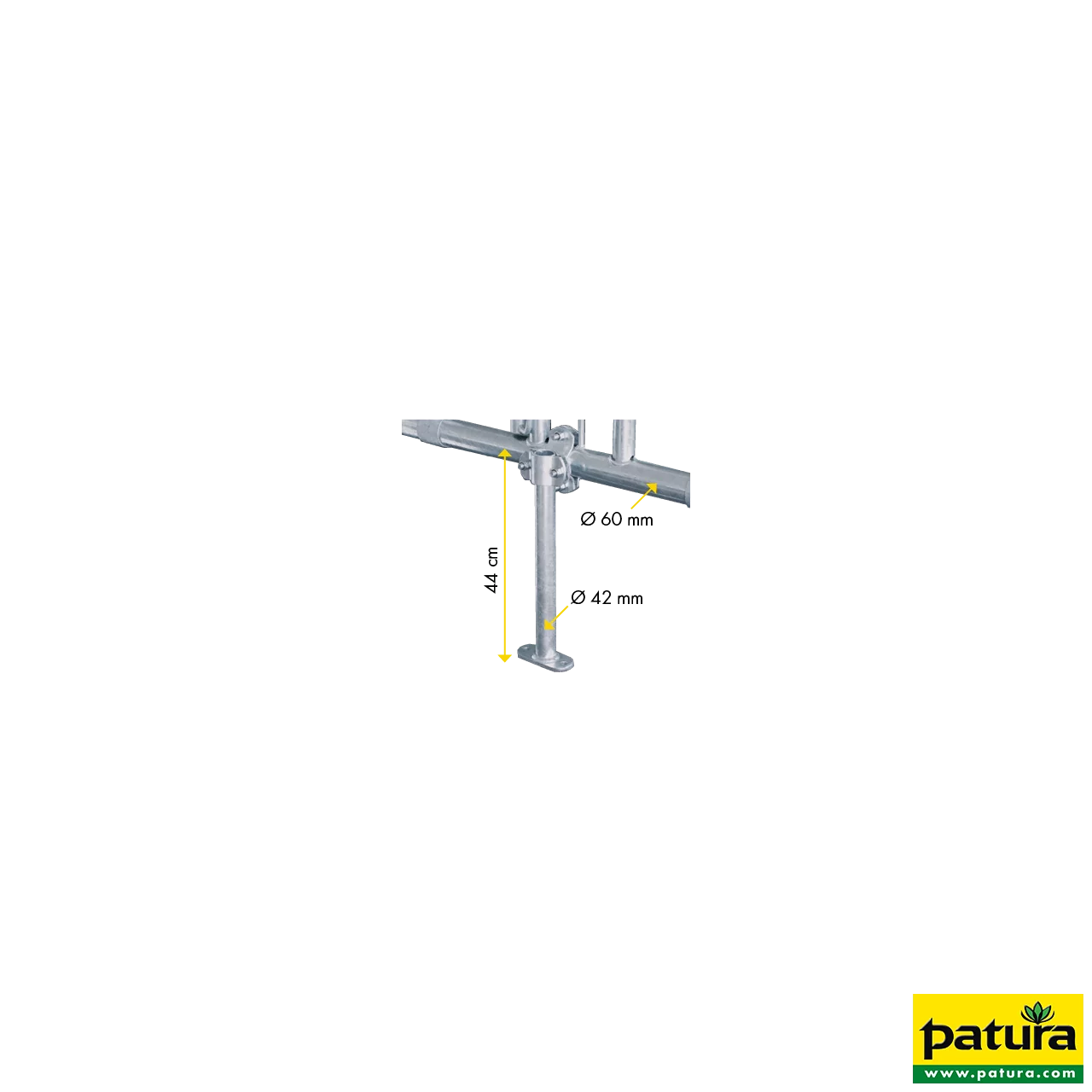 Mittelstütze 460 mm mit Bodenplatte und Querschelle