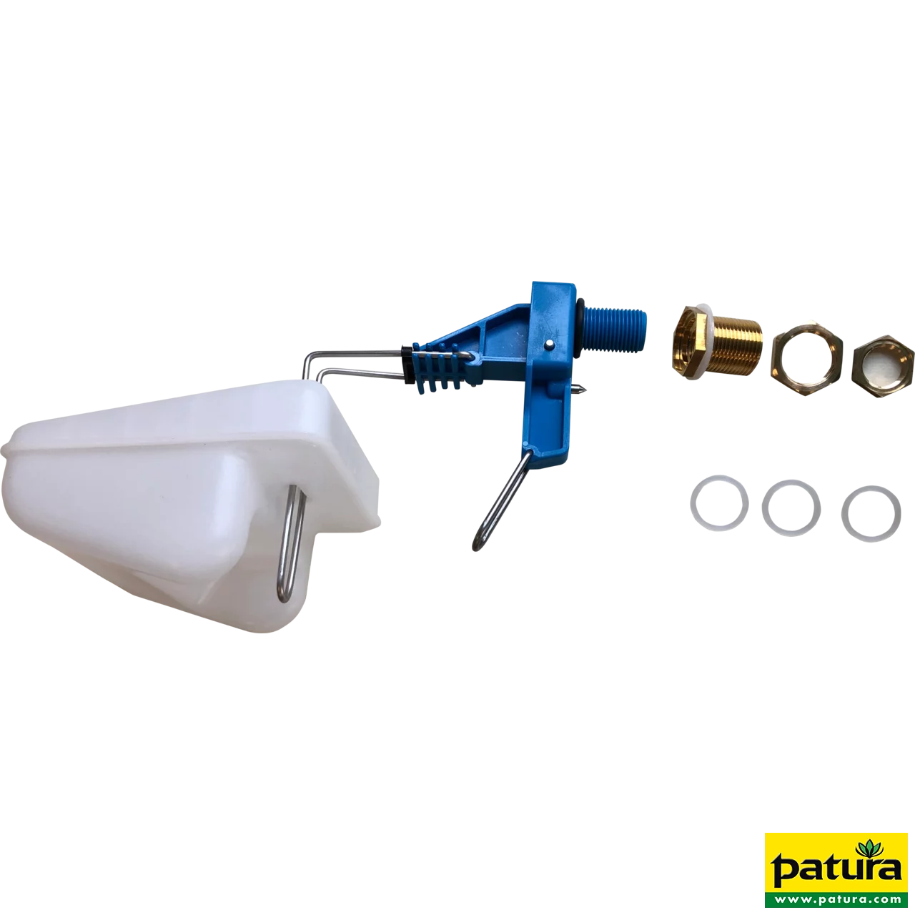 Niederdruckventil (blau) mit Schwimmer, Anschluß  1/2" oder 3/4" (inkl. Adapter)