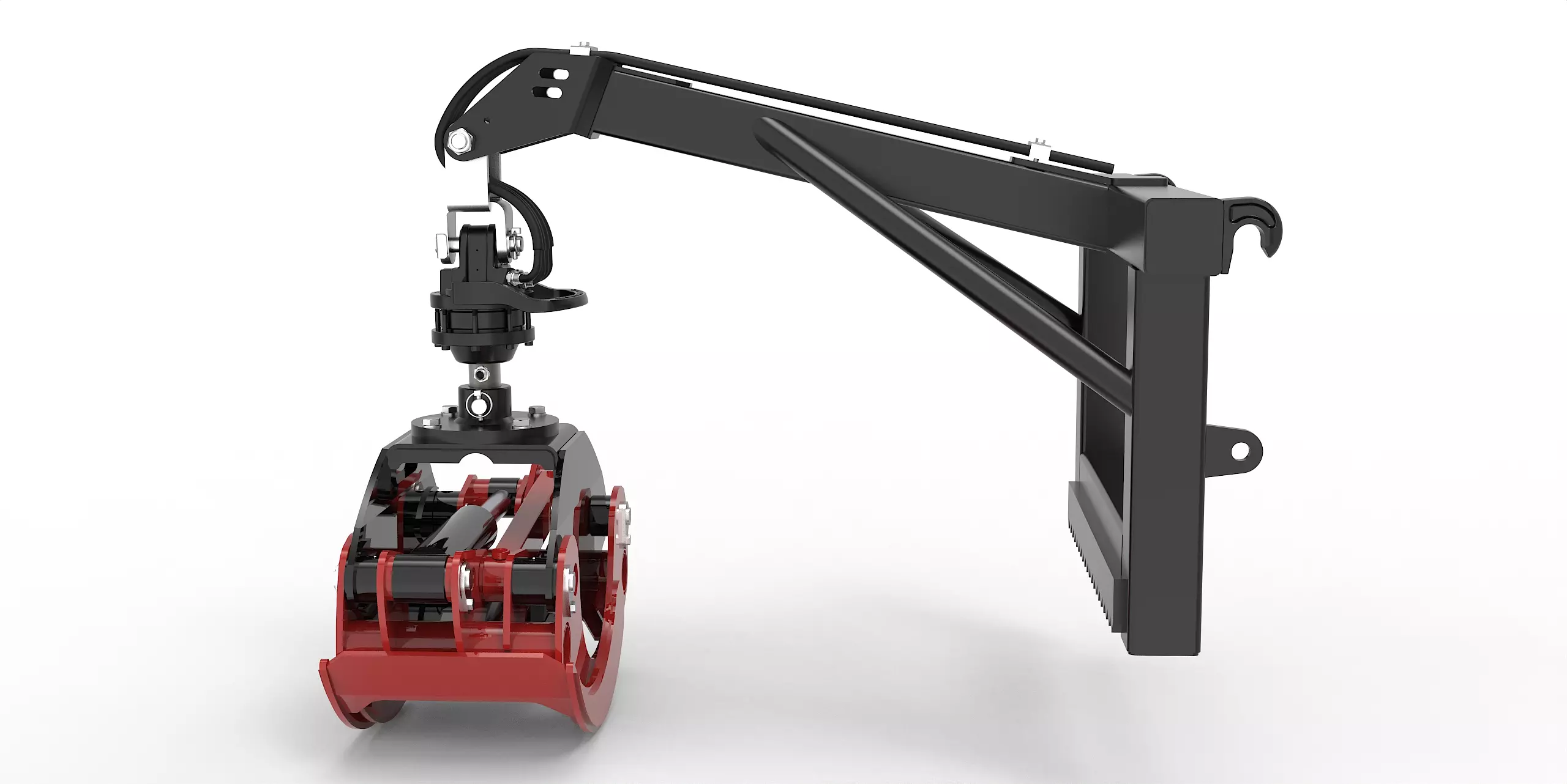 Euro-Anbaurahmen mit Forstgreifer OG19, Pendelgelenk und Rotator - [ 3t Bolzenrotator  ] 