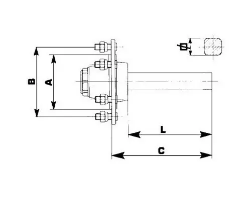 Achsstummel / Laufstummel 6x M18 vierkant 50mm ADR