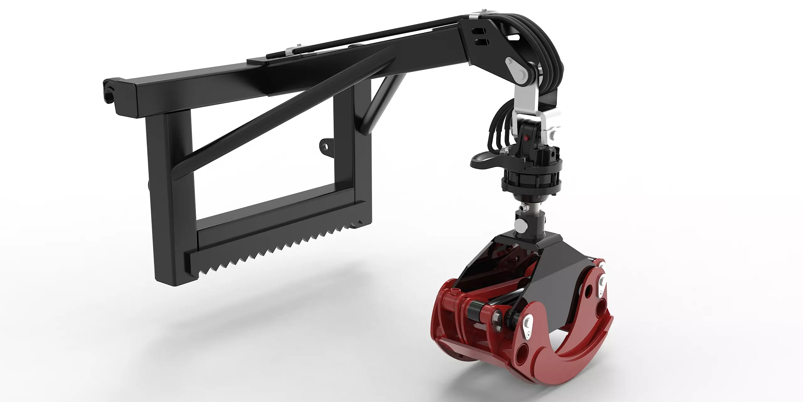 Euro-Anbaurahmen mit Forstgreifer OG12, Pendelgelenk und 3t Bolzen Rotator