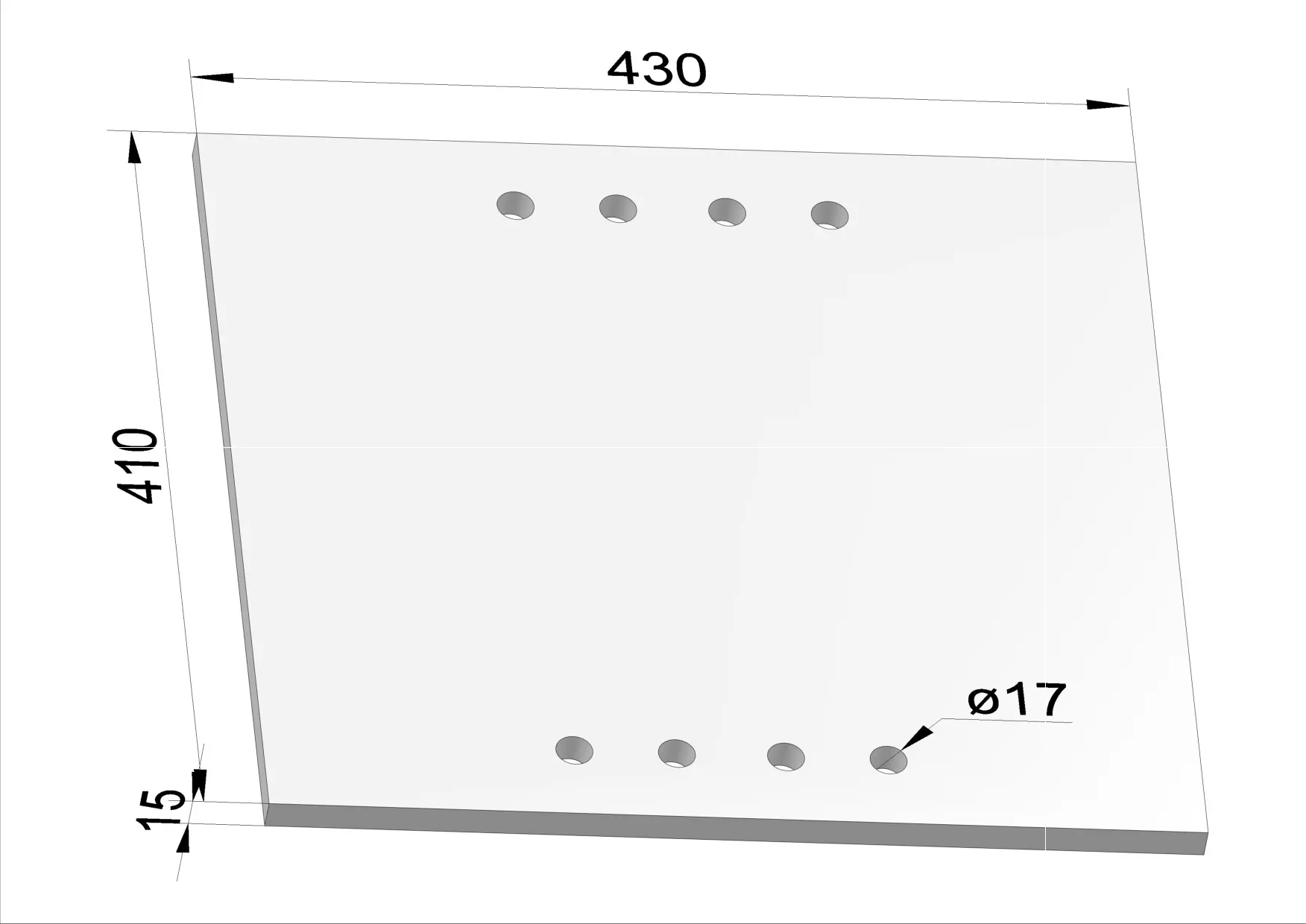 Häner Grundplatte 410x430 t=15 8xd17 - MS10