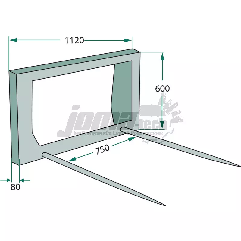 Ballengabel - Ballentransportgabel, Euro-Aufnahme mit 2 Zinken in 810 oder 1100mm - [ 810mm  ] 