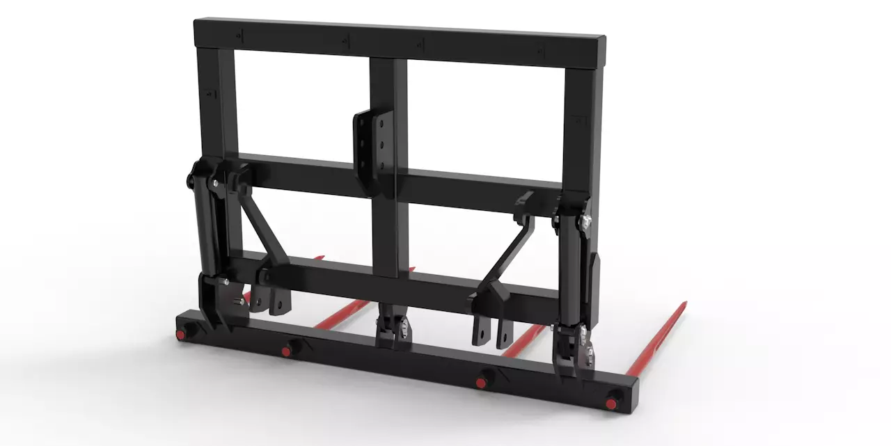 Ballengabel - Ballentransportgabel, hydraulisch klappbar mit 4 Schwerlastzinken - [ Kombiaufnahme ]