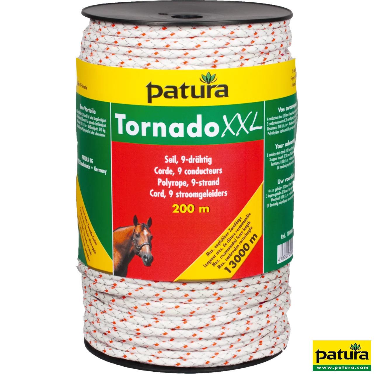 Tornado XXL Seil, 200 m Rolle, 6 Niro 0,20 mm, 3 Cu 0,30 mm, weiß -rot