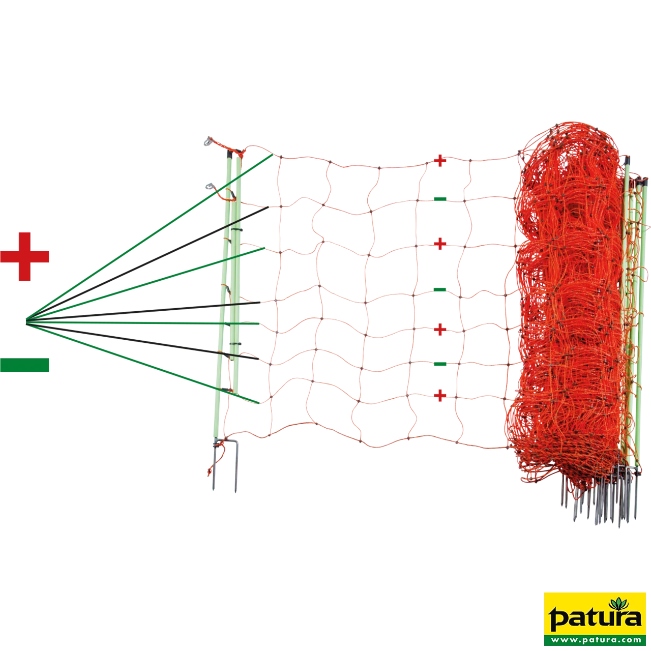 Elektrozaunnetz "plus/minus" 120 cm hoch mit Doppelspitze, 50 m