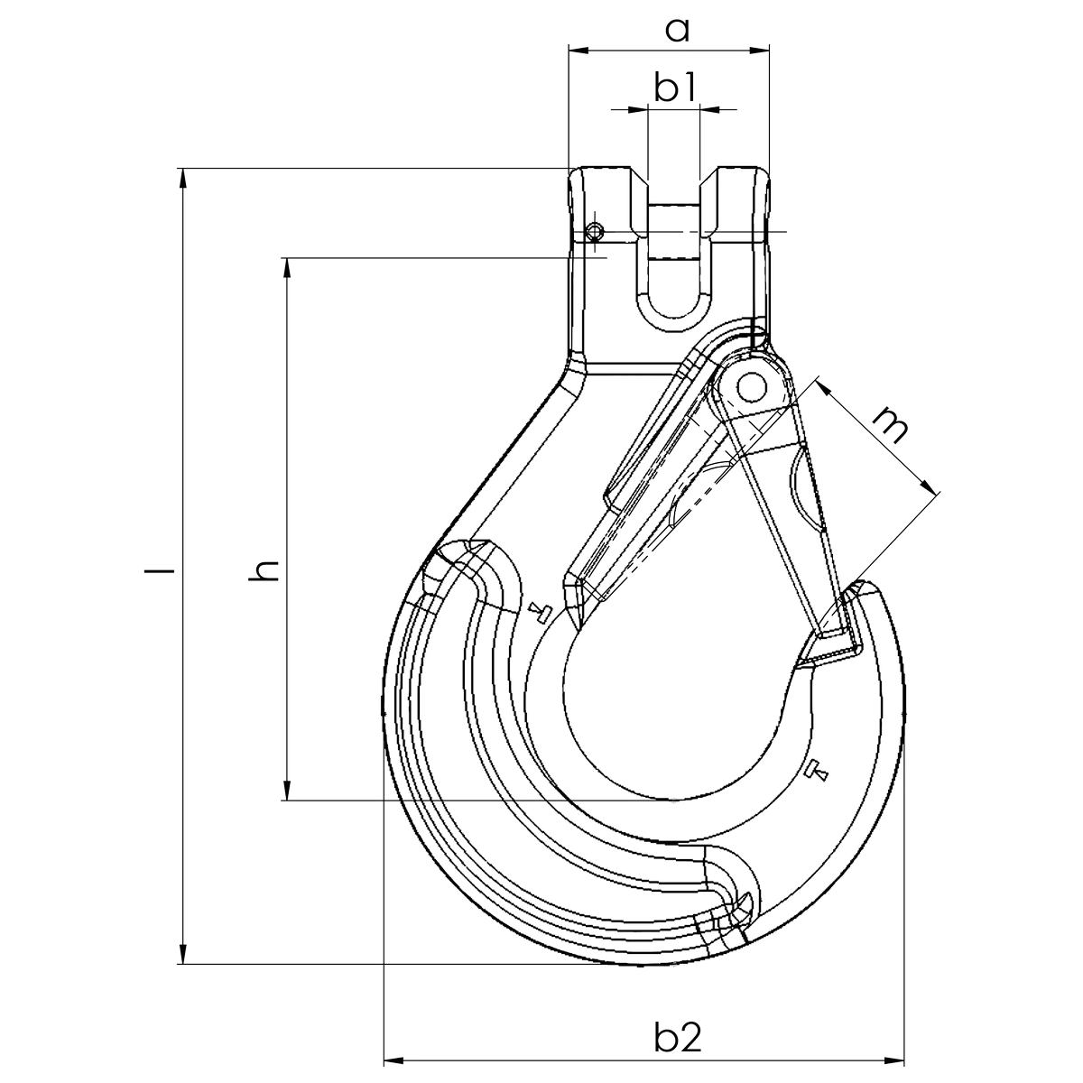 Schlupfhaken mit Falle, Gabelkopfhaken mit Sicherung 8mm oder 10mm - [ 8mm  ] 