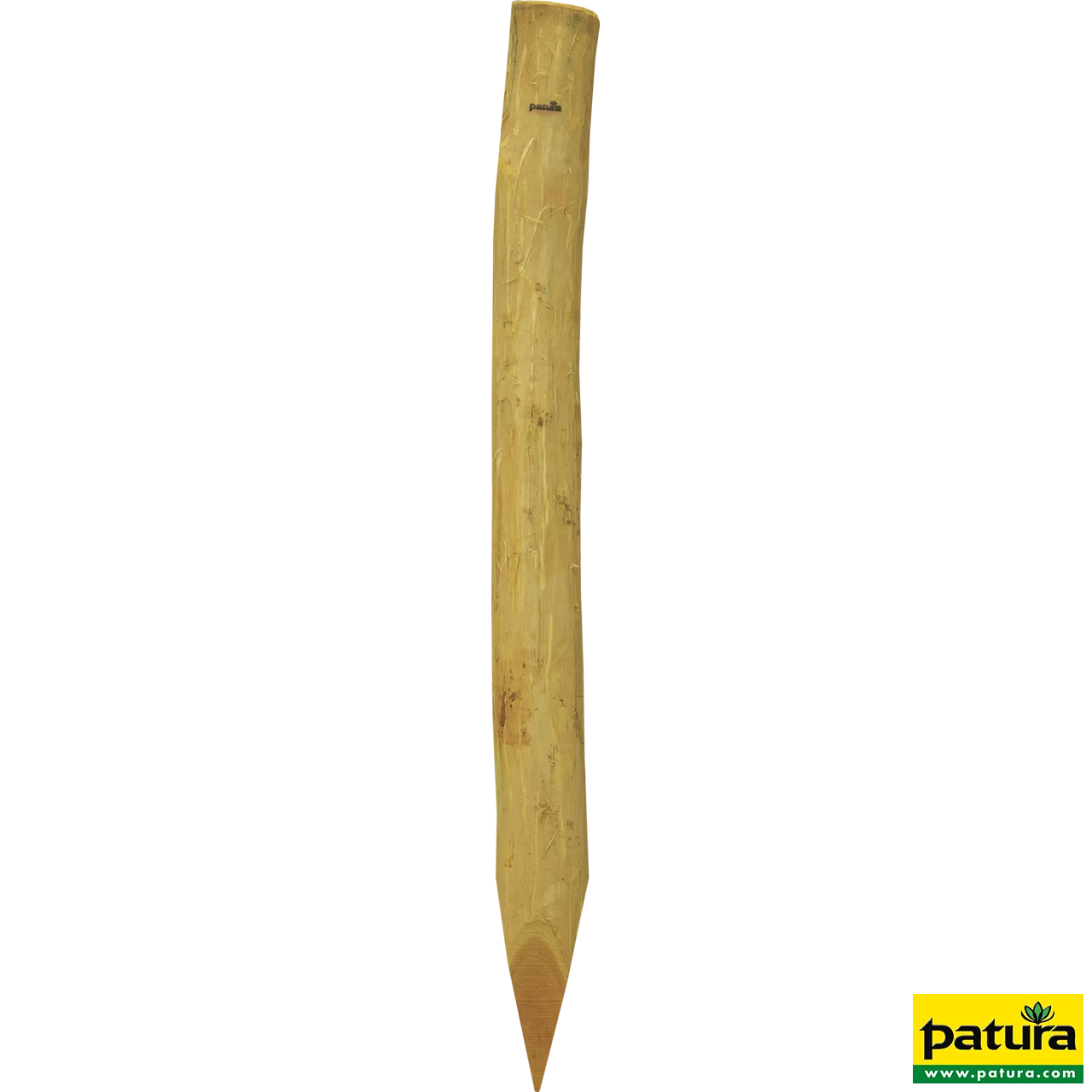 Robinienpfahl, halbiert, 2250 mm, d=13-15 cm, gefast, 3-fach gespitzt, entrindet