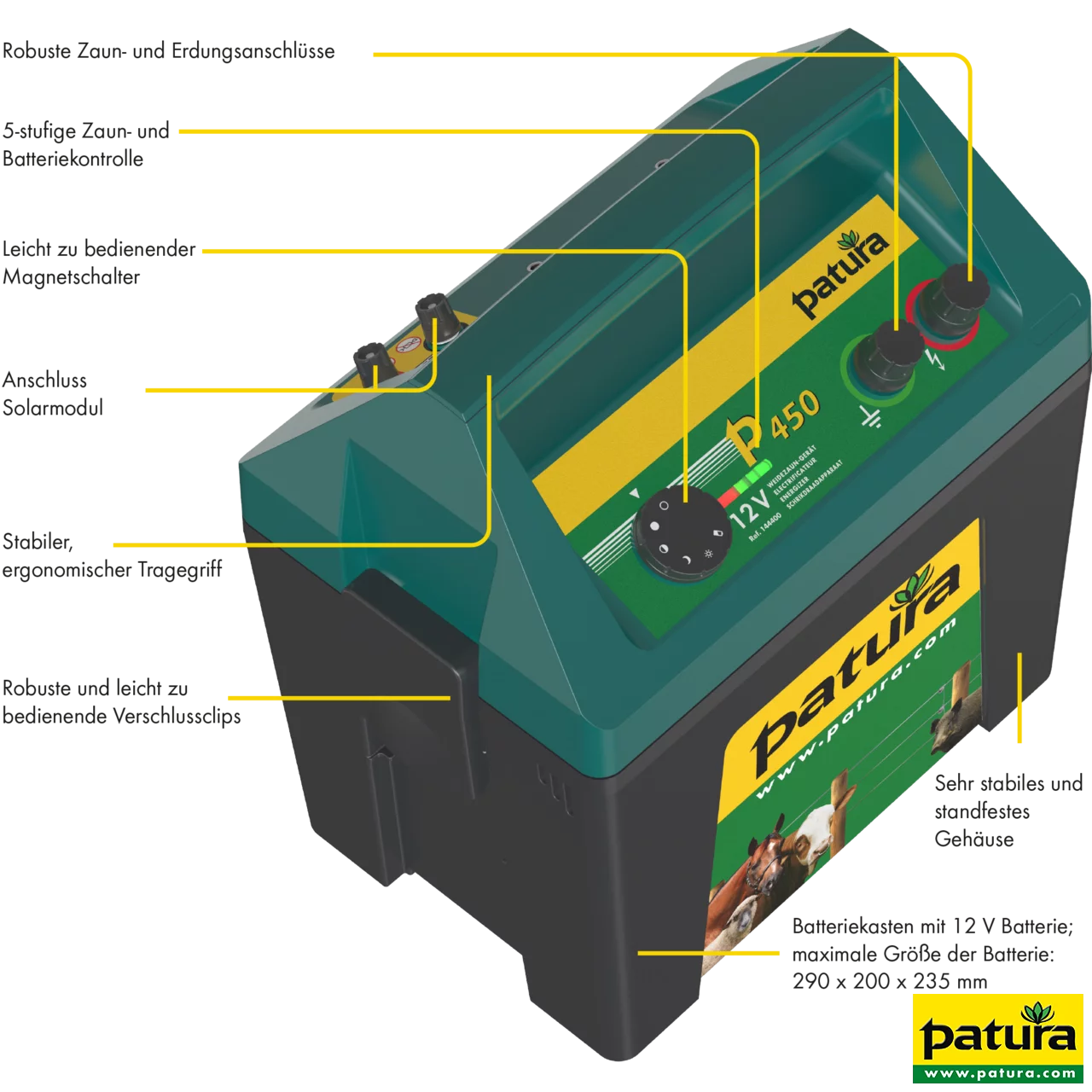 MaxiBox P450, Weidezaun-Gerät für 12 V Akku