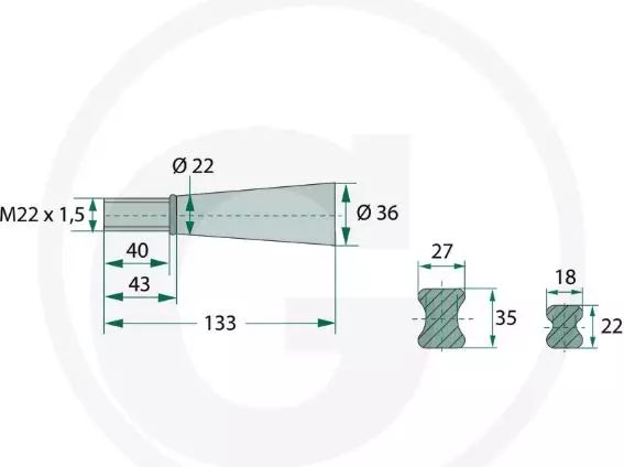 Frontladerzinken 1100mm M22x1,5mm, Ballenzinken, Zinken