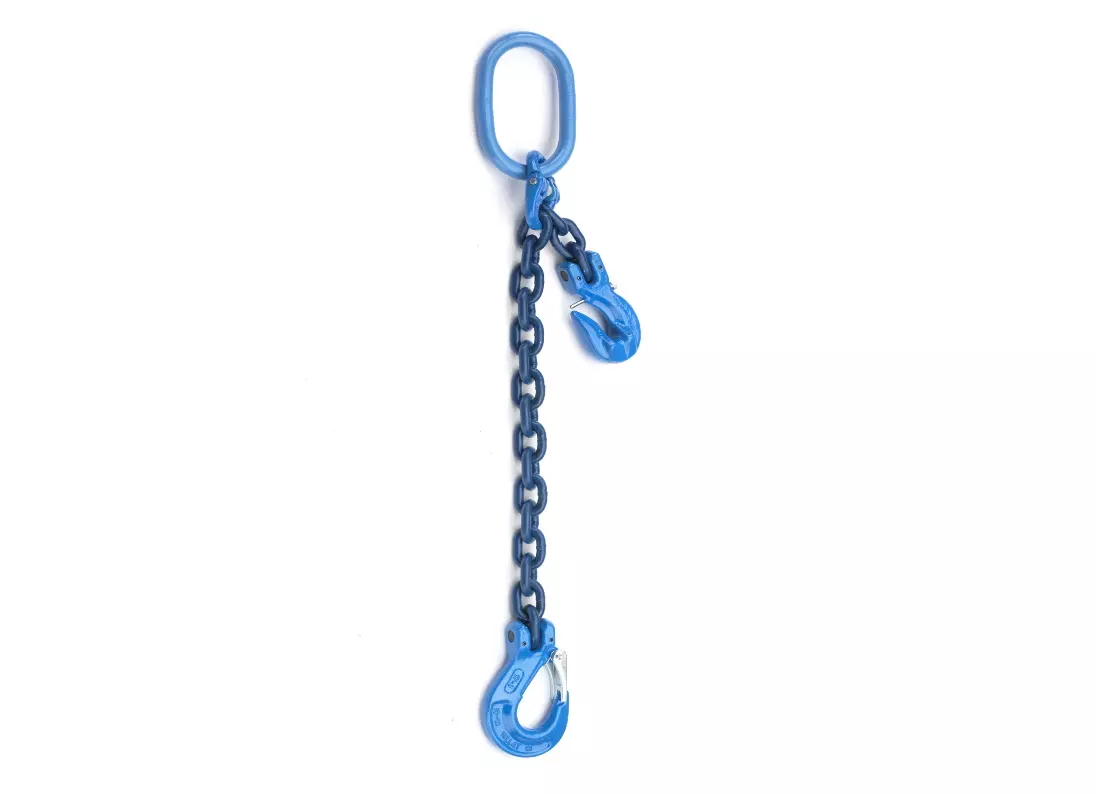 1-Strang Anschlagkette 5m GK10 10mm blau mit Verkürzungsklaue