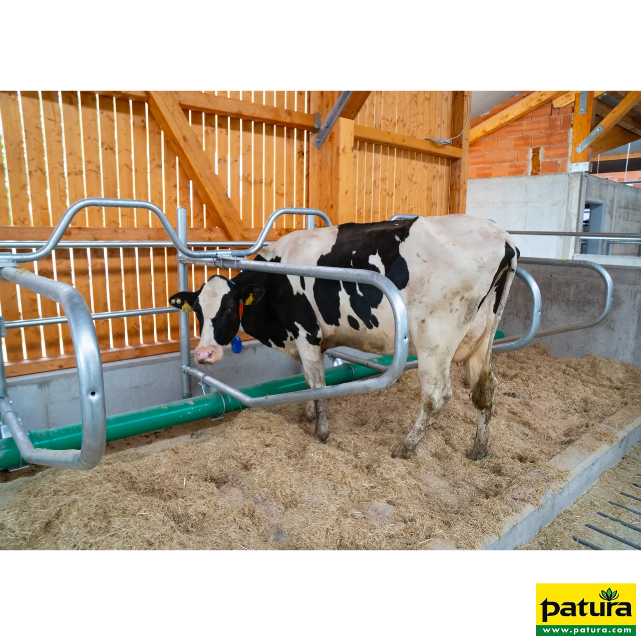Gewelltes Nackenrohr, 2 Plätze für Liegeboxenbreite 1,15 m Montage auf Rohr 2" Gesamtlänge: 2,26 m