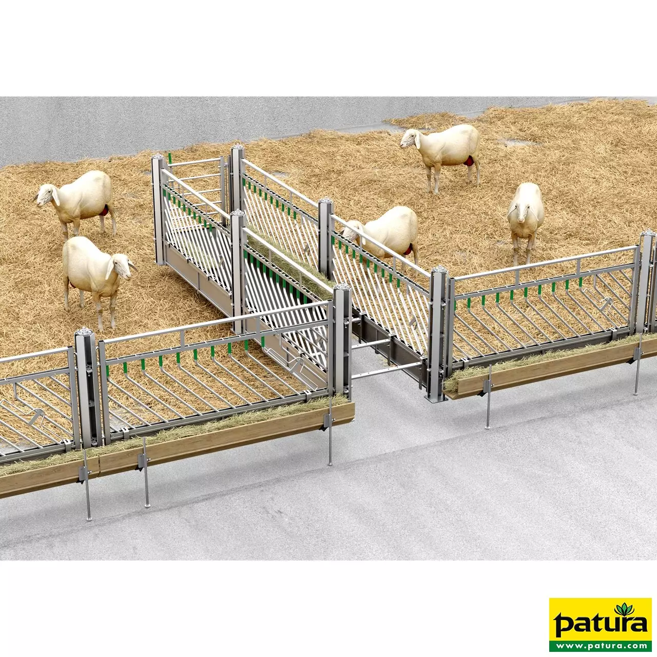 Selbstschließ endes Fressgitter Schafe L= 3,89 m, H= 1,00 m 23 Fressöffnungen