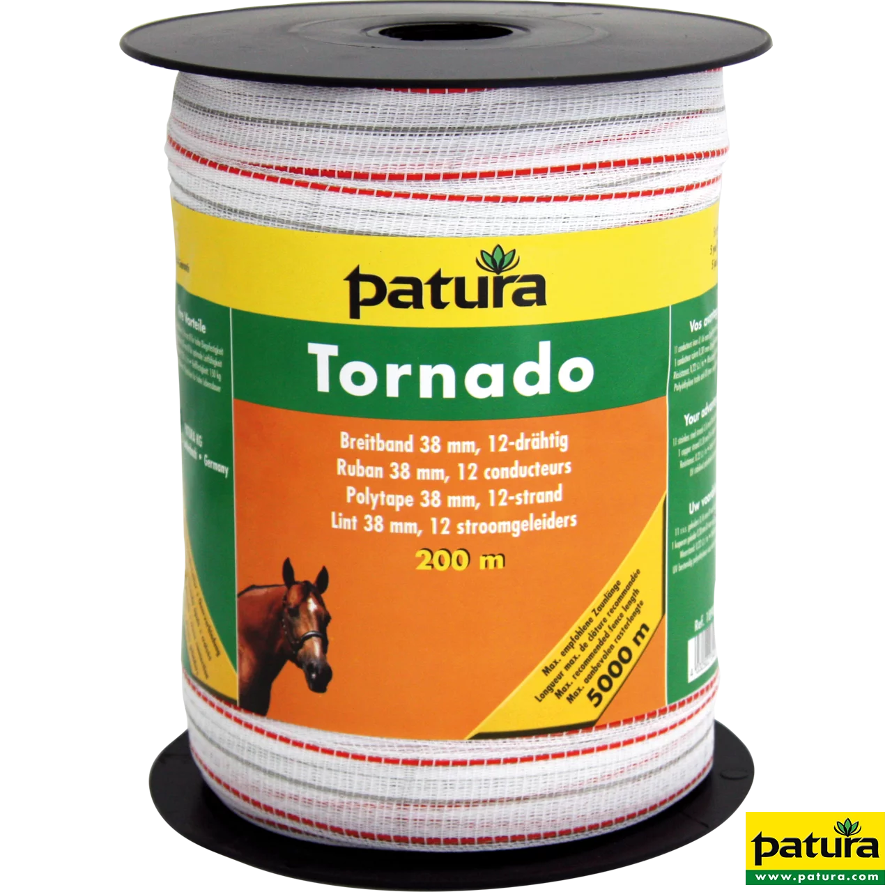 Tornado Breitband 38 mm, 200 m Rolle 11 Niro 0,16mm, 1 Cu 0,30mm, weiß -orange