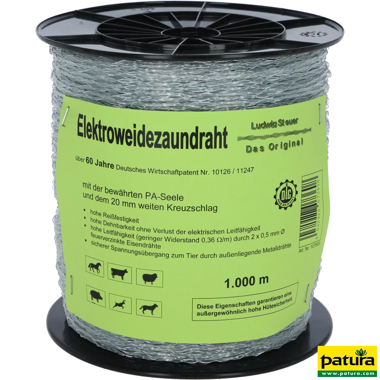 Spezial-Kunststoffdraht, transparent, Nylonseele, 2 verz. Drähte, 1000 m Rolle