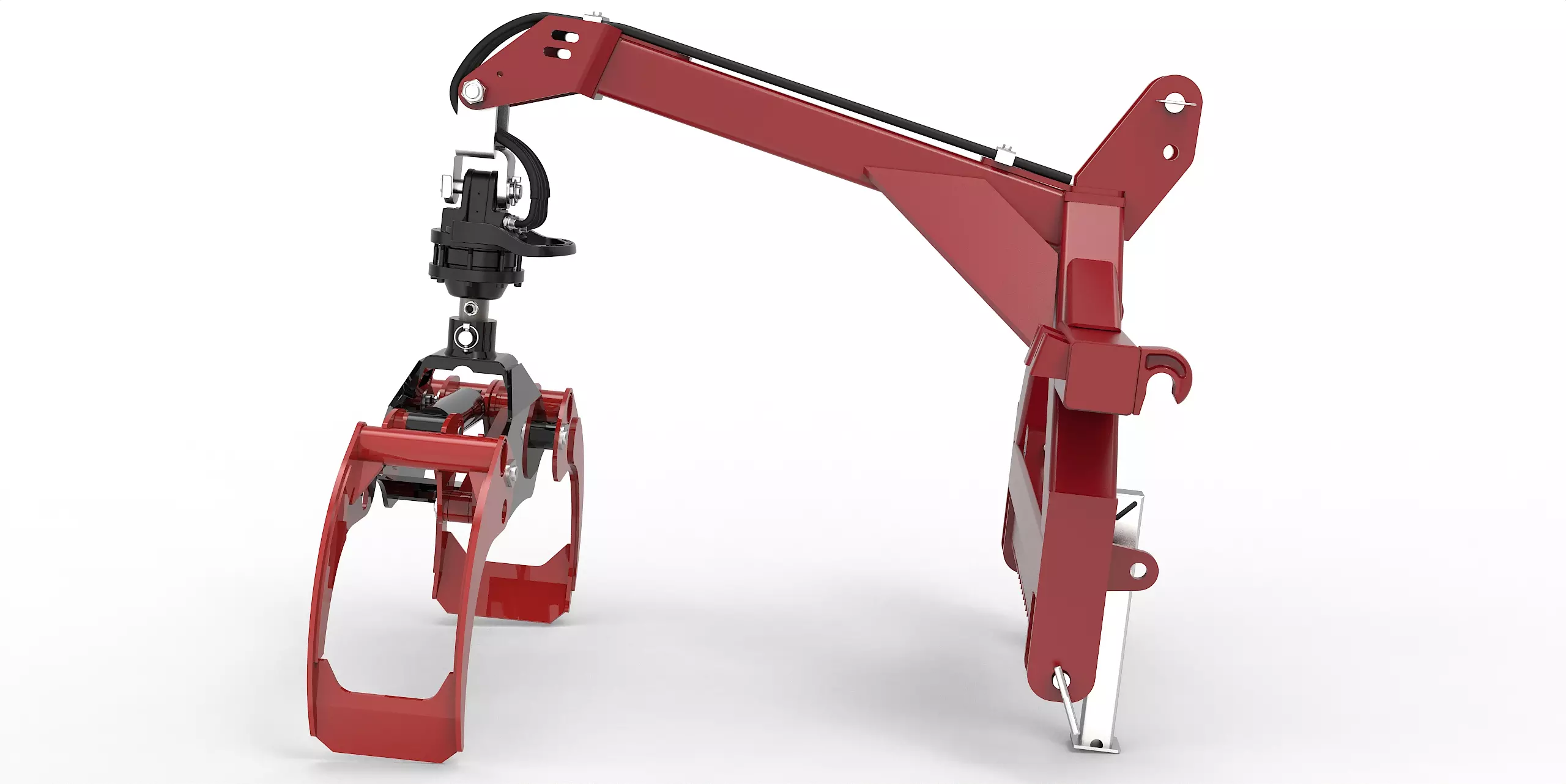 Kombianbaurahmen Euro- und Dreipunkt mit Forstgreifer OG12, Pendelgelenk und 3t Bolzen Rotator